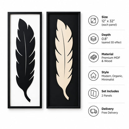Modern Feather Duo – Set of 2 Wall Art