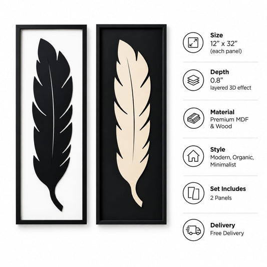 Modern Feather Duo – Set of 2 Wall Art