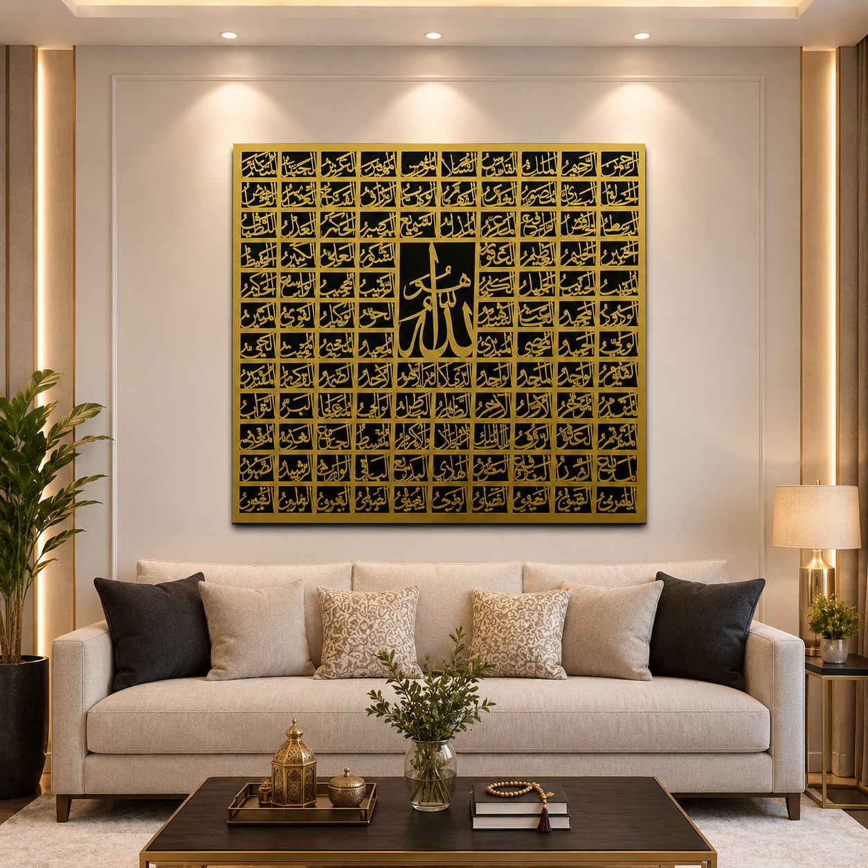 Asma Ul Husna | Golden Acrylic Calligraphy